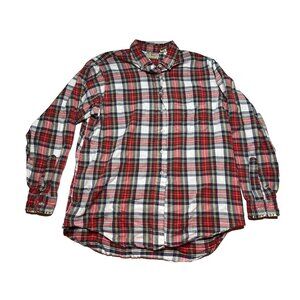 LL Bean Women’s Red Multicolored Plaid Long Sleeve Button Down Flannel Size 14